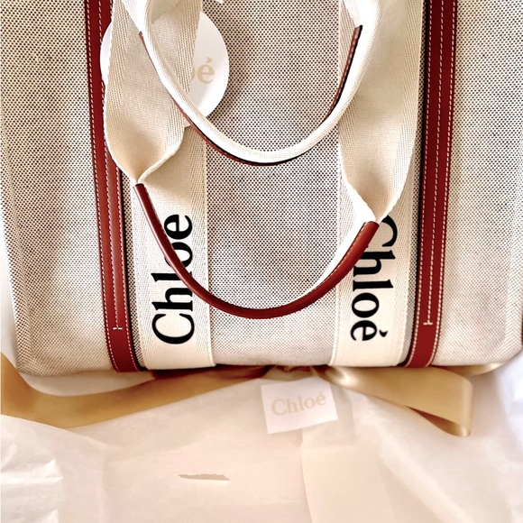 BNIB CHLOE MEDIUM WOODY CANVAS TOTE BAG. FULL SET💰Below Retail - Picture 4 of 10